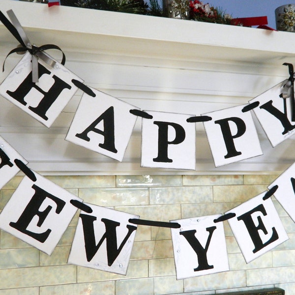 Happy NEW Year Banner New Years Eve Party Decorations Photo Prop-Holiday Garland Party Decor