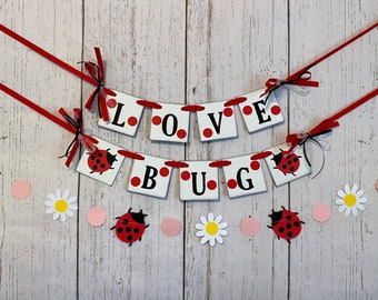 Love Bug Mini Banner / Lady Bug Garland / 6ft daisy and Ladybug Birthday Decor / 1st birthday banner/ Little Lady Baby shower decorations