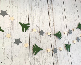 Fighter Jet Party Decorations - Military Graduation Banner - Jet Airplane Banner - Pilot Retirement Garland - Military  Baby Shower Decor