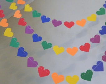 Rainbow Heart Decorations / Wedding Backdrop / Kids Birthday Decor / Rainbow Party Garland / Rainbow Sprinkle Your color and size choice