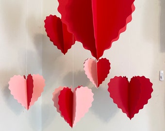 Valentines Day Decorations / Valentines 1st birthday Decorations / Red and Pink 3D Heart Backdrop / Photo Prop / Little Sweetheart