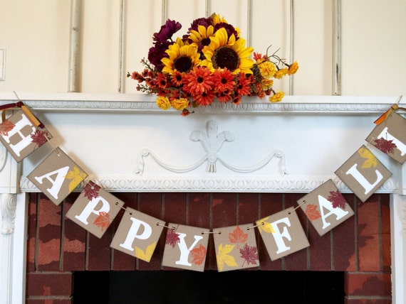 Fall Decorations Happy Fall Banner Thanksgiving Decor Etsy