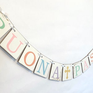 Italian Easter Decor - Buona Pasqua Banner- EASTER Banner - Italian Happy Easter Garland - Religious Easter Sign - Easter Mantle Decor