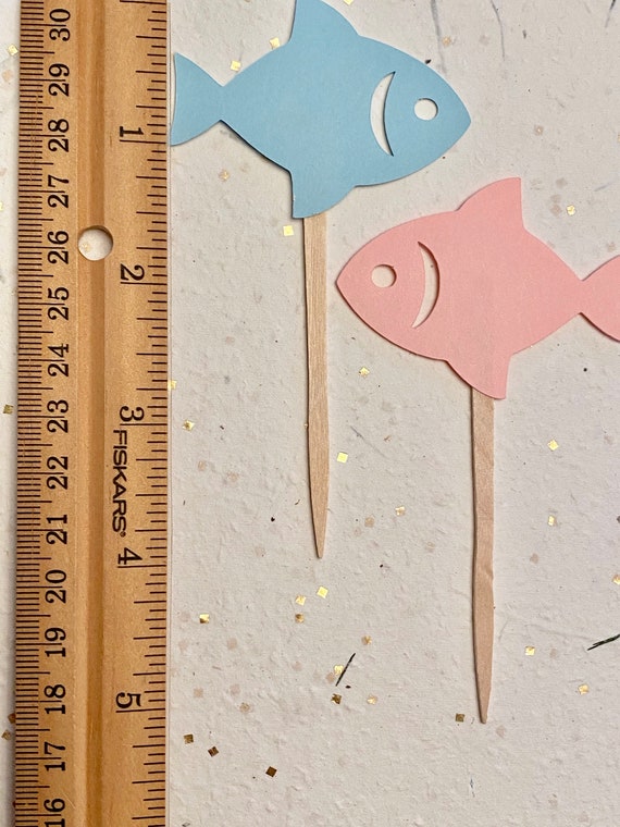 Fishe or Fishe Cupcake Toppers, Fish Themed Baby Shower, Fishing
