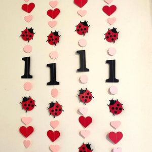 Pink Lady bug 1st Birthday decorations 1st birthday garland Love Bug decor ladybug birthday Backdrop Little Lady 1st 2nd 3rd birthday image 5