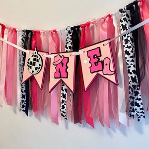 Disco Cowgirl 1st Birthday Decorations Kit – Balloon Garland, Cake Topper, Banner, Curtains For 'Man I Feel Like I'm One' Party - View #7