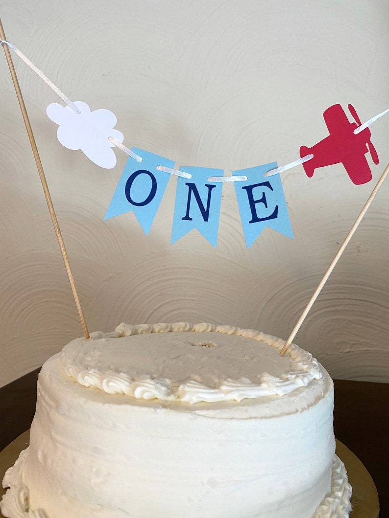 Flugzeug-Kuchen-Topper Set – Für 1st Birthday, Baby Shower, Mit Pilot, Wolken & Sternen, Tortendekoration