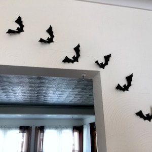 Black Bats, Halloween Bats, Wall Bats, Card stock Bats, Cut-outs, Halloween Wall Decorations, 3D Paper Bats, Party Decor, Halloween Decor