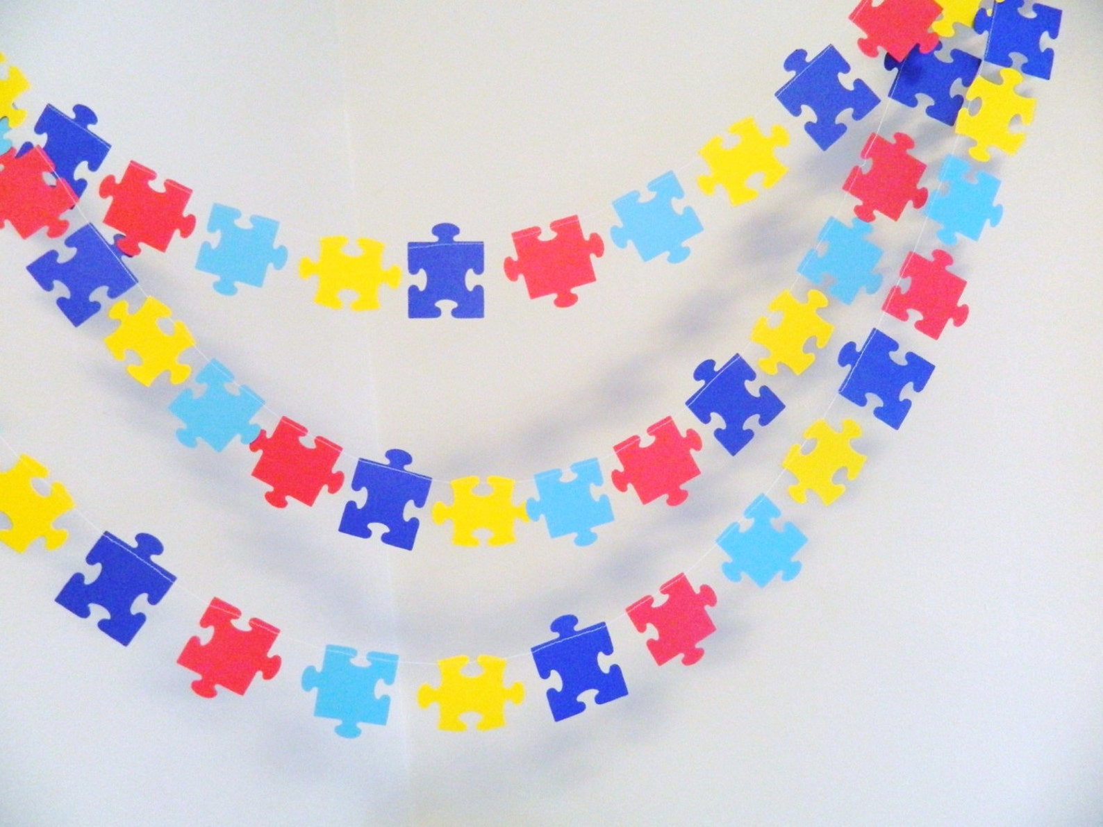 Puzzle Piece Garland Missing Piece Adoption Decoration Etsy Canada