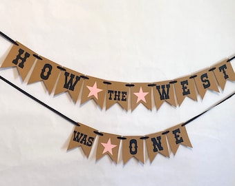 How the West Was One Party Banner, Western Themed Birthday Decorations, Cowboy or Cowgirl Birthday , My First Rodeo 1st Birthday Boy or Girl