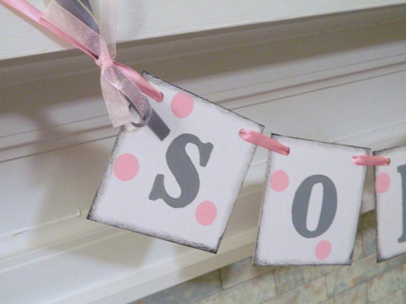 Pink And Gray Baby Shower Decorations 1st Birthday Rag Tie Etsy