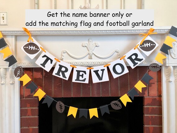 Football Baby Shower Custom Name Banner Football Birthday Decor