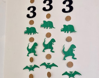 Three Rex Birthday Garland: Dinosaur Party Photo Prop