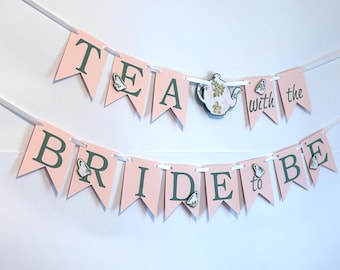 Tea with the Bride to Be Bridal Shower Decor: Tea Party, Blush and Sage