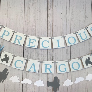 Vintage Airplane Baby Shower Decorations- Precious Cargo Banner - Vintage Airplane nursery Decorations - Time Flies Airplane