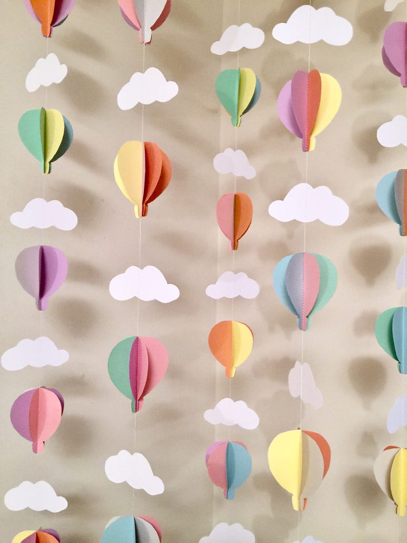 Hot Air Balloon Birthday Decor Air Balloon Baby Shower Decorations Pastel Hot Air Balloon Decorations Hot Air Balloon Birthday decor image 2