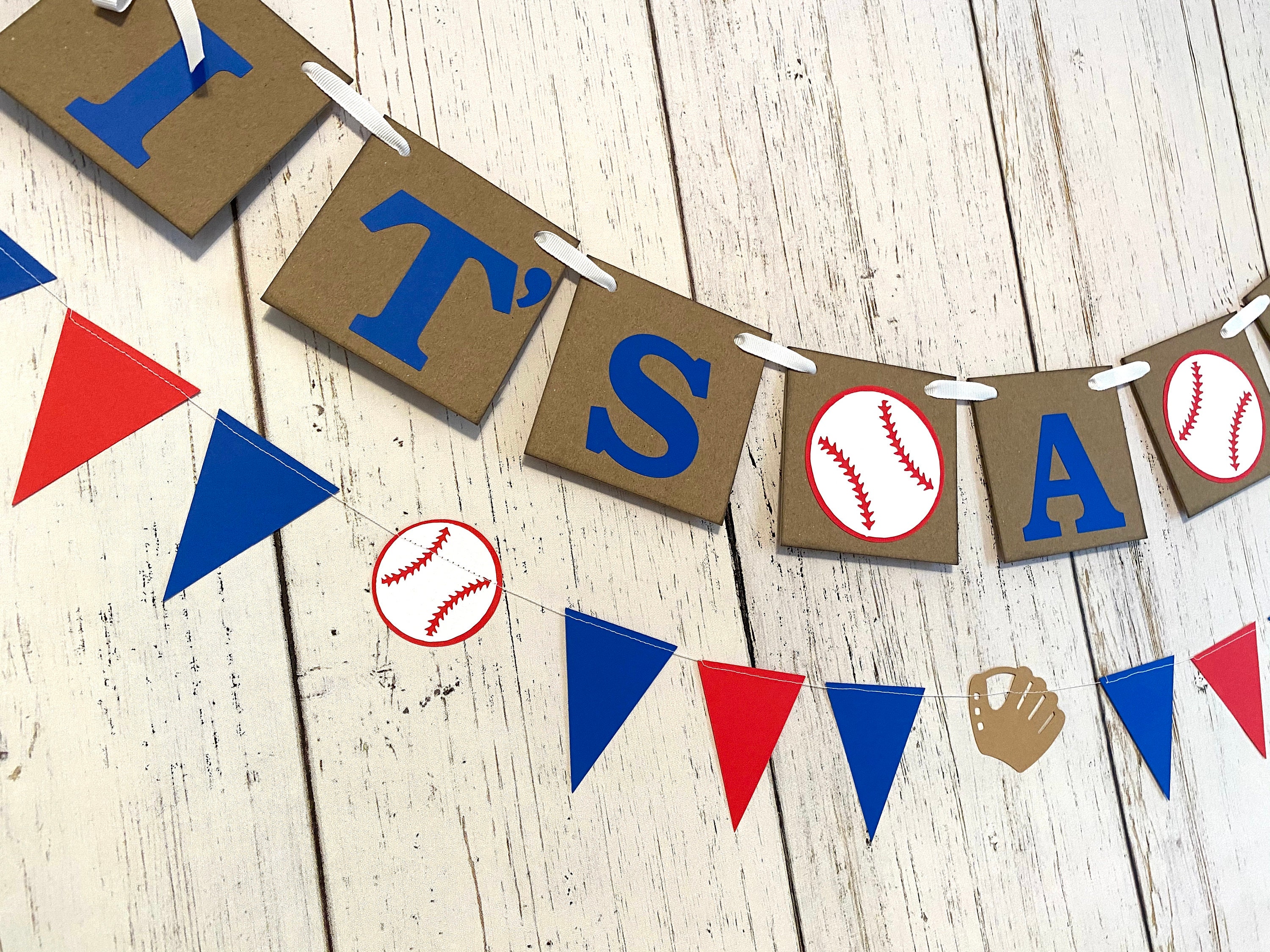 Happy Birthday Baseball Banner - Baseball Party Decorations Set, 17 Cards, 9.8 Ft String, For Birthday Parties