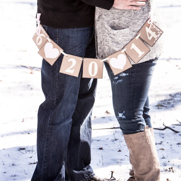 Save the Date Sign - Wedding Date Banner - Bridal Shower Decor - Engagement Photo Prop - Wedding Announcement Invitation Photo Prop