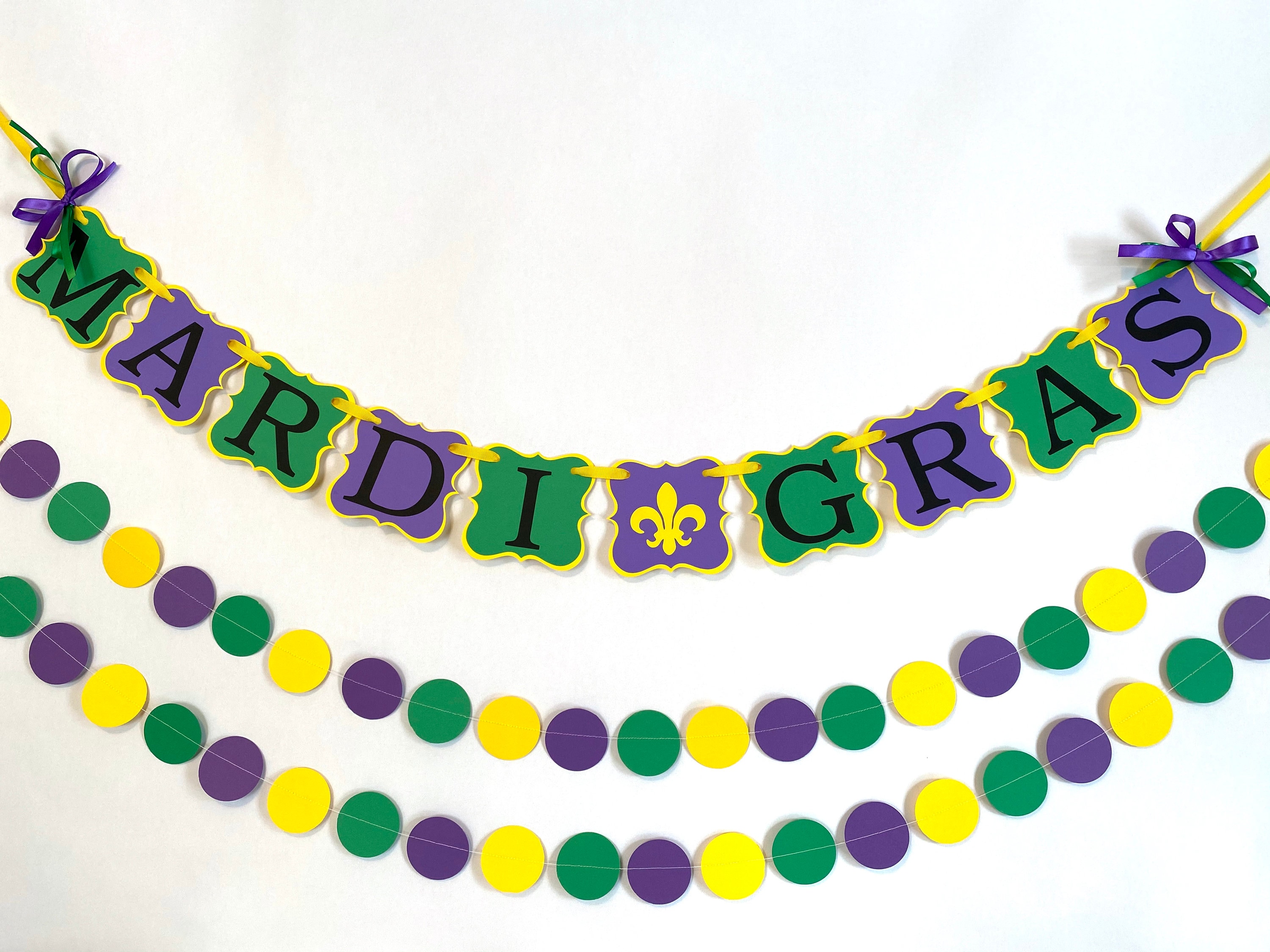 Mardi Gras Fringe Garland Backdrop, Mardi Gras, Party Decor, 6 Pieces