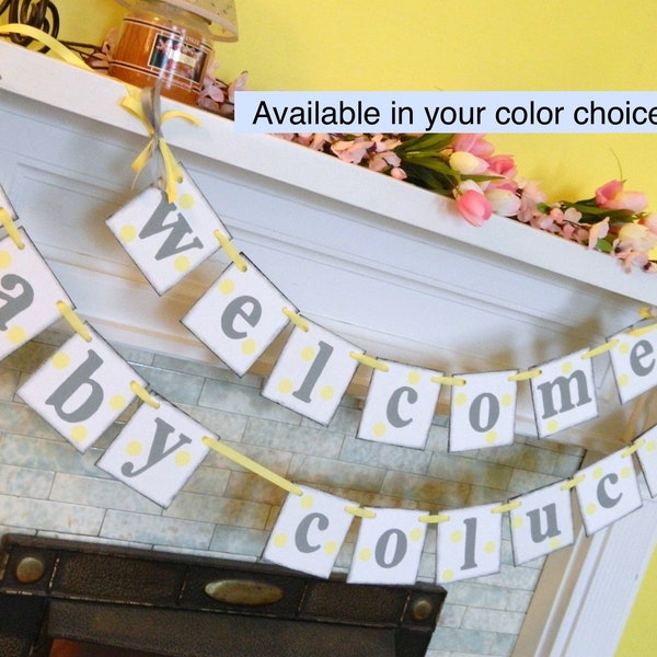 Welcome Baby Banner: Polka Dot Baby Shower Decor