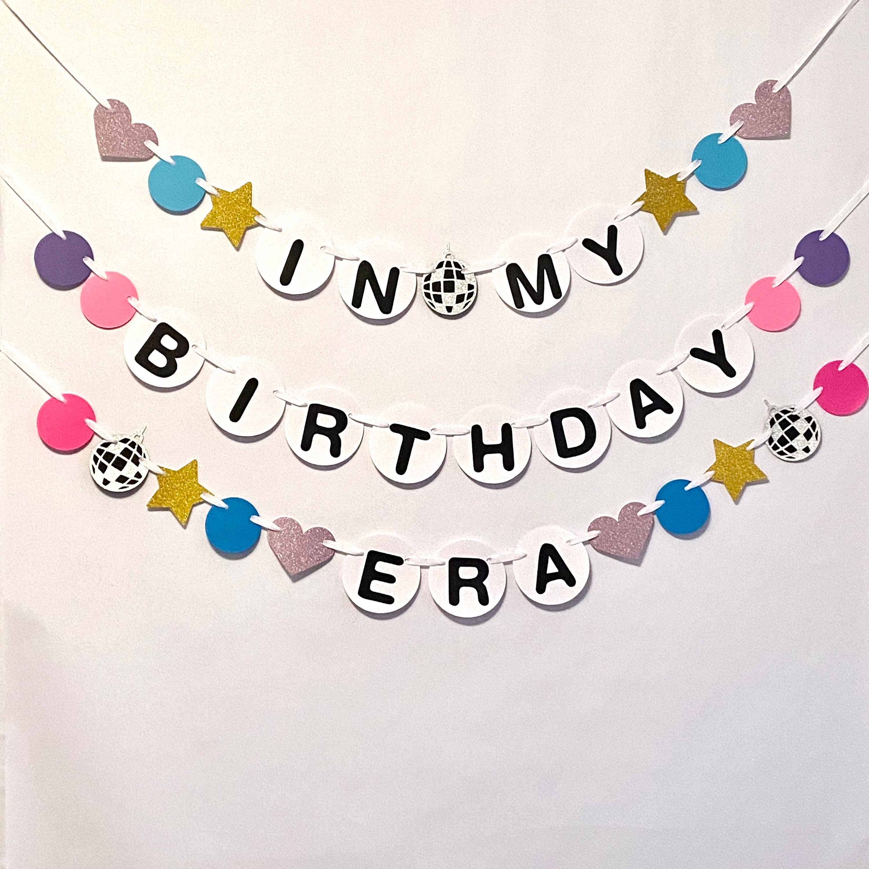 In My Birthday Era Banner - 9.8 Ft Glitter Friendship Bracelet Design, Pre-Strung - View #6