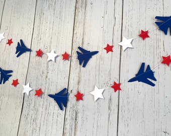 Fighter Jet Party Decorations - Military Graduation Banner - Jet Airplane Banner - Pilot Retirement Garland - Military  Baby Shower Decor