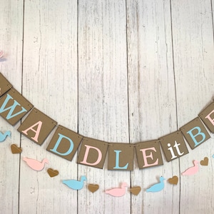 Duck Hunting Gender Reveal Banner: Waddle it Be, Pink or Blue image 1