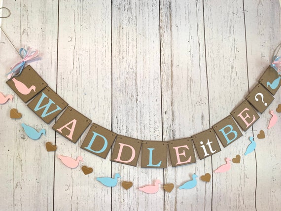 Duck Hunting Gender Reveal Banner: Waddle it Be, Pink or Blue