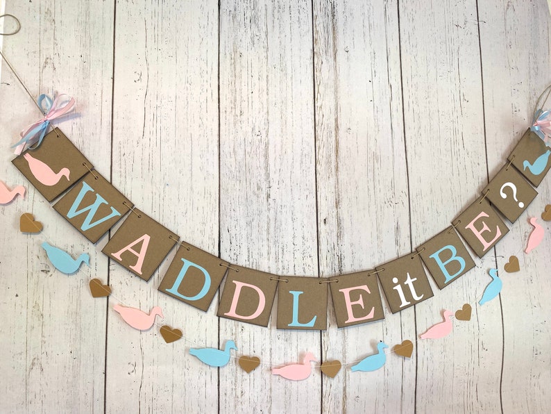Duck Hunting Gender Reveal Banner: Waddle it Be, Pink or Blue image 1