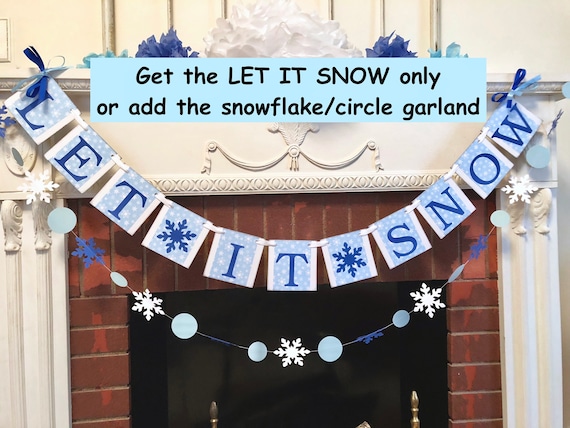 Let It Snow Banner Snowflake Garland Blue And White Christmas