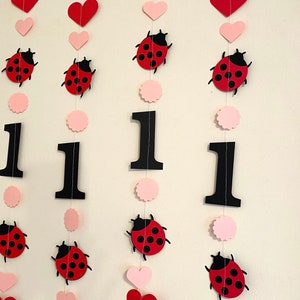 Pink Lady bug 1st Birthday decorations 1st birthday garland Love Bug decor ladybug birthday Backdrop Little Lady 1st 2nd 3rd birthday image 6