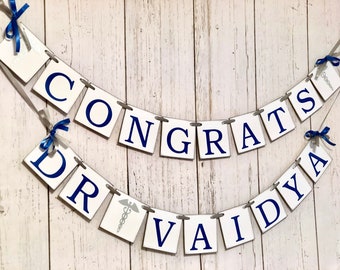 Doctor Graduation Banner: Congrats MD, Medical Party Decoration