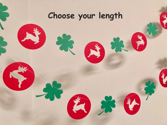 Irish Christmas Decorations Reindeer Garland Red And Green