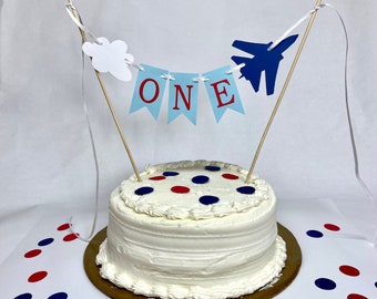 Top One 1st Birthday Cake Topper - Military Jet Birthday Party Decor- Airplane 1st birthday - Cake Smash Prop- Fighter Jet 1st Birthday