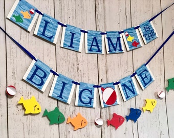 The Big ONE birthday - O fishally ONE - Gone Fishing First birthday Banner - Fishing 1st birthday Decor - Custom 1st birthday Decoration Boy