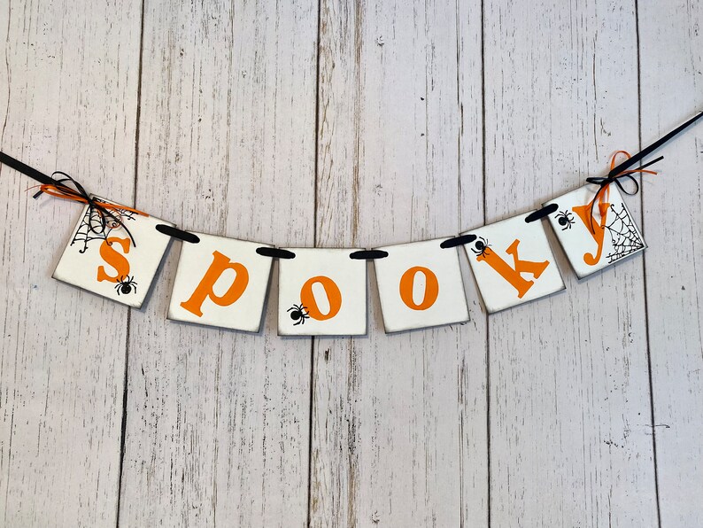 Halloween Decorations SPOOKY Banner Halloween Garland Halloween Banners Spooky Halloween Party Sign /Halloween/Photo Prop afbeelding 7