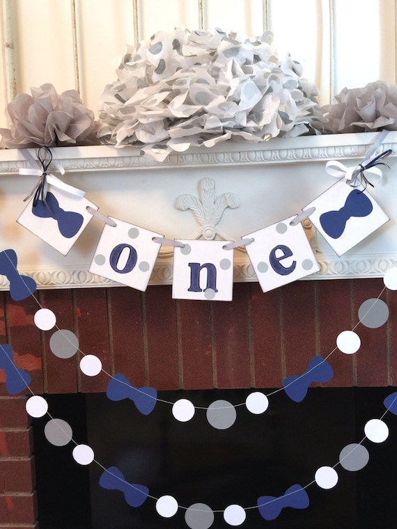 Little Man First Birthday Decor One High Chair Banner Boy Cake Smash Photo  Prop Mr Onederful Bow Tie Garland Decor 