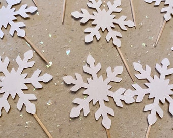 White Snowflake Cupcake Toppers, Winter 1st Birthday Decor, Snowflake Cupcake Toppers, Snow Fun to Be One Birthday Cake toppers , Wonderland