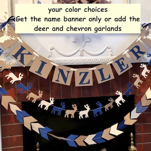 Little Buck Baby Shower Decorations - Navy Oh Deer Baby Shower - Custom Name banner- Woodland Deer baby shower - Little Buck Banner