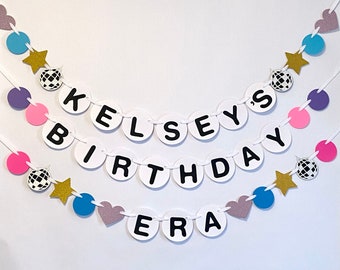 In My Birthday ERA Decorations, Friendship Bracelet Birthday Banner - Birthday Name Banner- lover Personalized Custom Colors- ERA Decor Teen