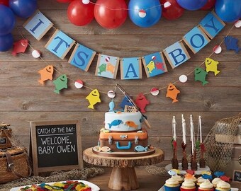 Fishing Baby Shower Banner: "It's a Boy" Fish Garland