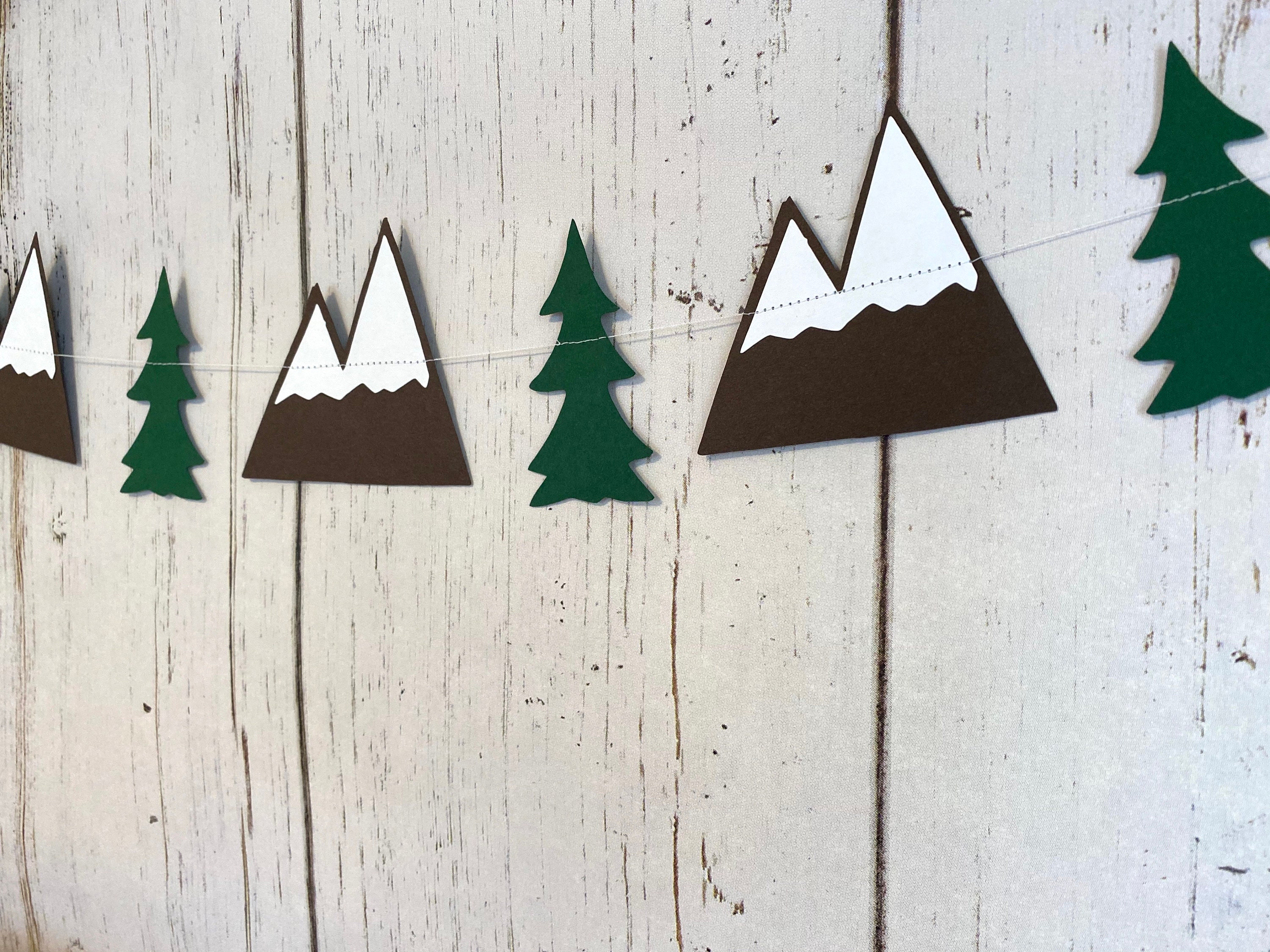 Adventure Awaits Baby Shower Decorations - 3-Piece Pennant Banner, Forest Mountain Theme, Pre-Strung - View #2