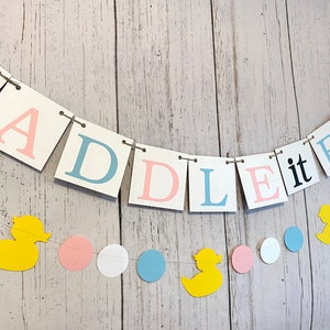 Waddle it Be Baby Gender Reveal - He or She - Rubber Duckie Baby Shower Banner - Boy or Girl Decorations - Mallard Banner -  Pink or Blue