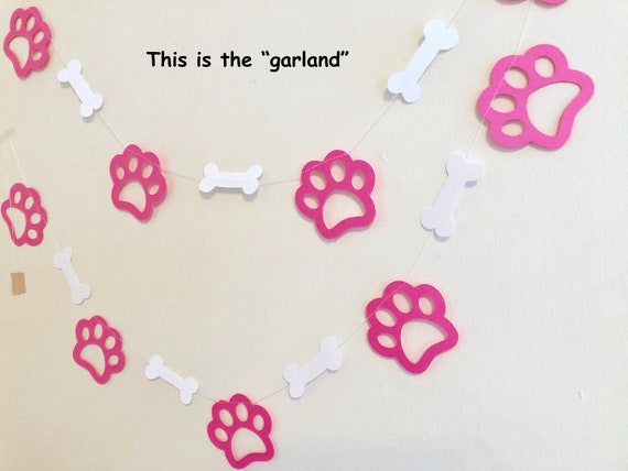 Puppy Birthday Party Decor - Puppy Paw Garland - Lets Pawty Birthday Decorations - Puppy Room Decor- Baby Shower Decor - Puppy Dog Decor Il_570xn