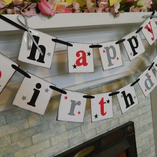 Happy Birthday Banner Birthday Garland Party Decorations Great For Any Age or Gender You choose the Colors