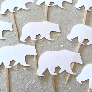 Polar Bear First birthday Decorations Boy -  Polar Bear cupcake toppers - Bear Food Picks - ONEderful Adventure decorations - polar bears