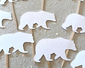 Polar Bear First birthday Decorations Boy -  Polar Bear cupcake toppers - Bear Food Picks - ONEderful Adventure decorations - polar bears