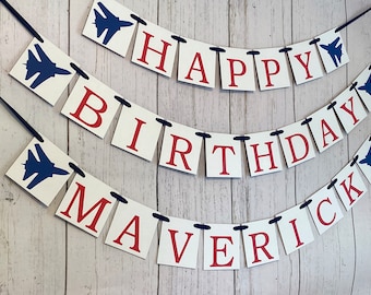 Military Jet 1st Birthday Decorations- Custom Happy Birthday Banner- Personalized 2nd birthday - Fighter Jet Room Decoration - Two fly