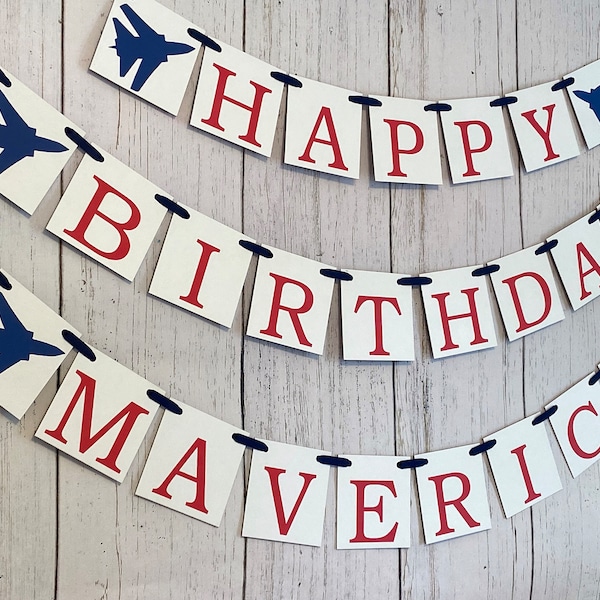 Military Jet 1st Birthday Decorations- Custom Happy Birthday Banner- Personalized 2nd birthday - Fighter Jet Room Decoration - Two fly