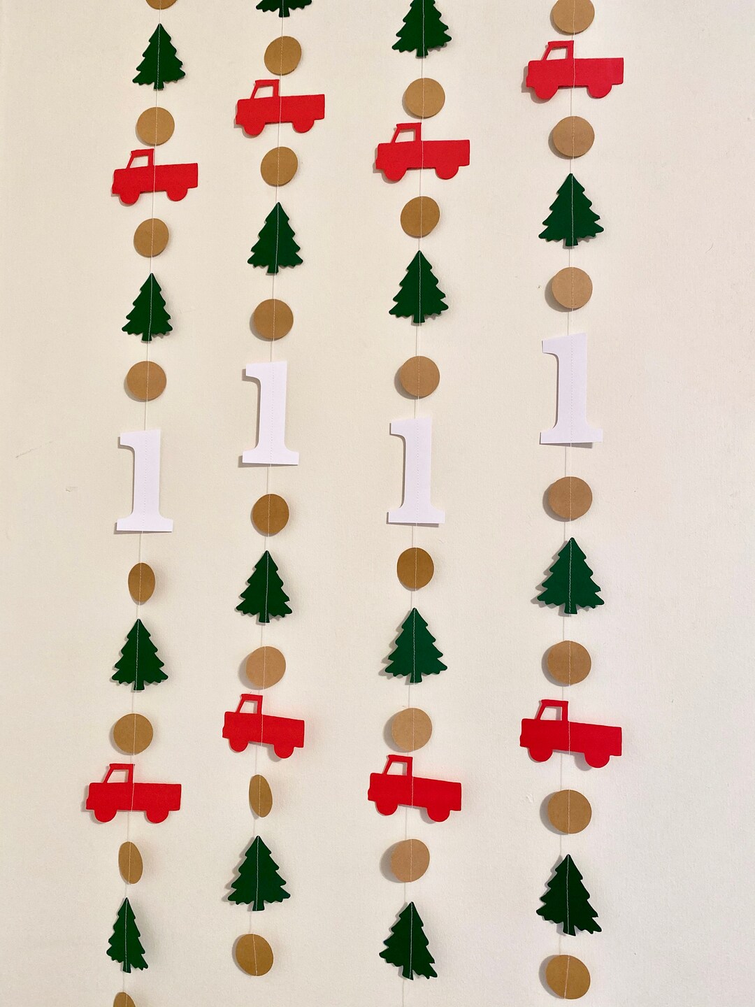 Red Truck First Birthday Decorations Christmas Tree Truck Banner Red Truck Garland ONE High ...